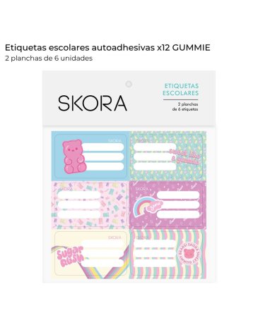 Etiquetas escolares x 12 Gummie Skora