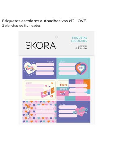 Etiquetas escolares x 12 Love Skora