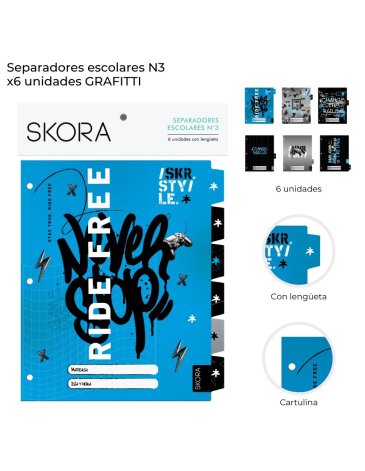 Separadores escolares N3 x6u Graffiti Skora