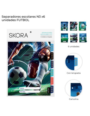  Separadores escolares N3 x6u Futbol . Skora