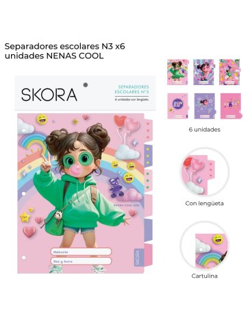 Separadores escolares N3 x 6u Nenas Cool Skora