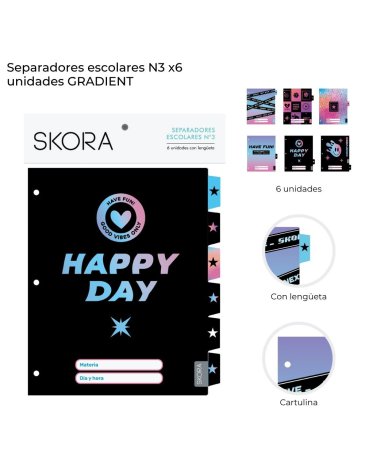 Separadores escolares N3 x 6u Gradient Skora