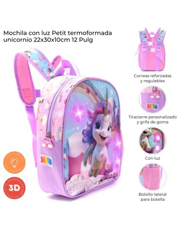 Mochila Petit termoformada Unicornio con Luz 12