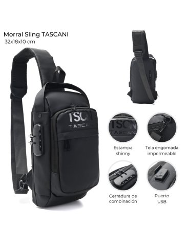 Morral Sling con cerradura y USB TASCANI