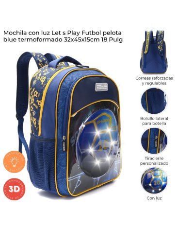 Mochila Lets Play Futbol Pelota con Luz y Llavero SKORA