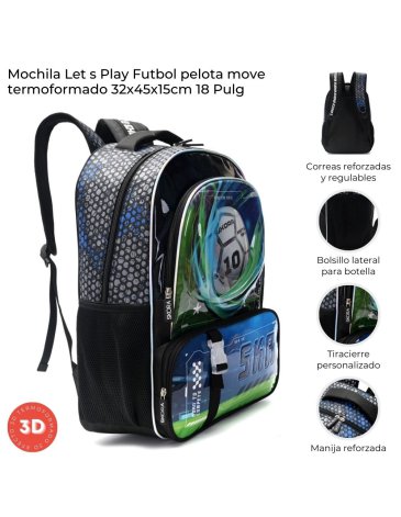 Mochila Lets Play Futbol Pelota Move y Llavero 18
