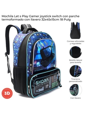 Mochila Lets Play Gamer Joystick con Llavero 18