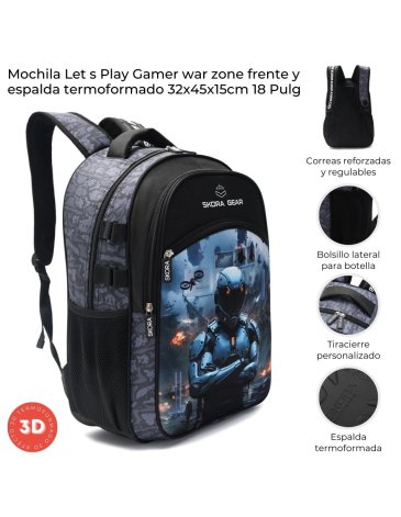 Mochila Lets Play Gamer War Zone con Llavero 18