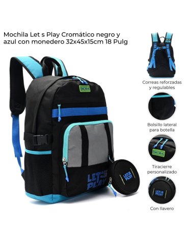 Mochila Lets Play Cromatico con Llavero 18
