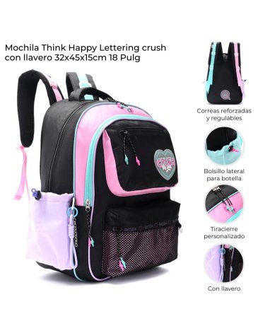 Mochila Think Happy Lettering crush SKORA