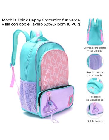 Mochila Think Happy Cromatico con Llavero 18