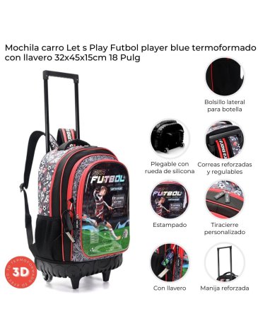 Mochila Carrp reforzado y plegable Lets Play Futbol Player 18