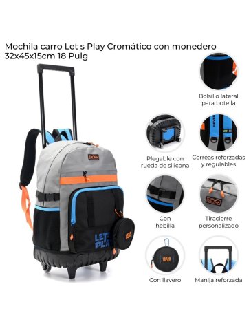 Mochila Carro reforzado y plegable Lets Play Cromatico con Llavero 18