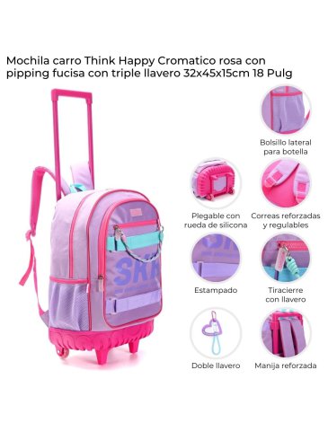 Mochila Carro reforzado y plegable Think Happy Cromatico con Llavero 18