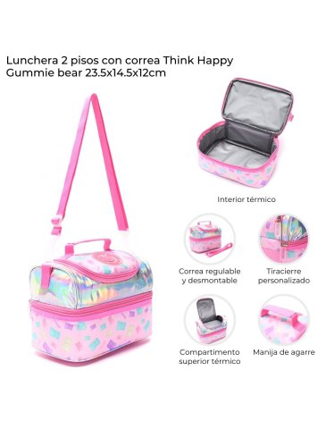 Lunchera 2 pisos con correa Think Happy Gummie Bear SKORA