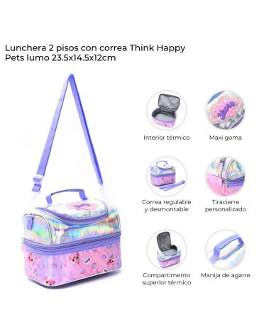 Lunchera 2 pisos con correa Think Happy Pets lumo SKORA