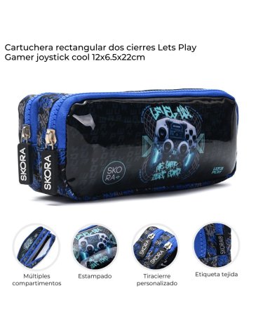 Cartuchera rectangular dos cierres Skora