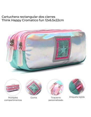 Cartuchera rectangular dos cierres. Skora