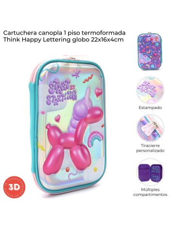 Cartuchera canopla 1 piso termoformada Think Happy Lettering SKORA