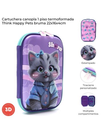 Cartuchera canopla 1 piso termoformada Think Happy Pets Bruma SKORA