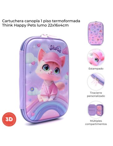 Cartuchera canopla 1 piso termoformada Think Happy Pets Lumo SKORA