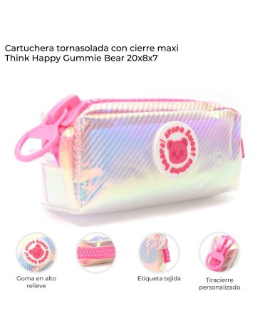 Cartuchera Tornasolada con cierre maxi Think Happy Gummie Bear SKORA