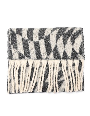 Ruana diseño geometrico con flecos - SKORA