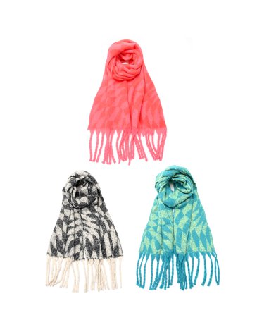 Ruana diseño geometrico con flecos - SKORA