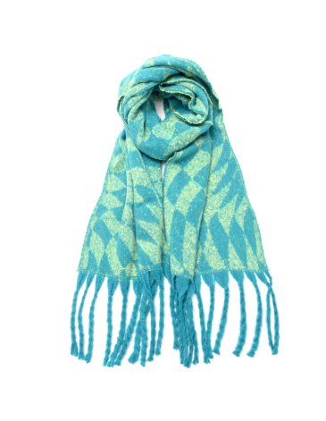 Ruana diseño geometrico con flecos - SKORA