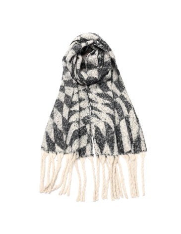 Ruana diseño geometrico con flecos - SKORA