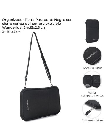 Organizador Portapasaportes c/ correa WANDERLUST