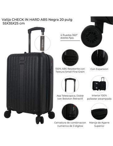 Valija  ABS 20 pulg 4 ruedas dobles  CHECK IN