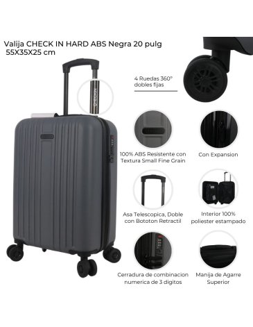 Valija  ABS 20 pulg 4 ruedas dobles  CHECK IN