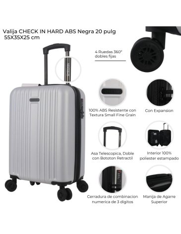 Valija  ABS 20 pulg 4 ruedas dobles  CHECK IN