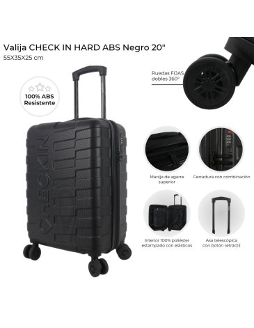 Valija  ABS 20 pulg 4 ruedas dobles CHECK IN