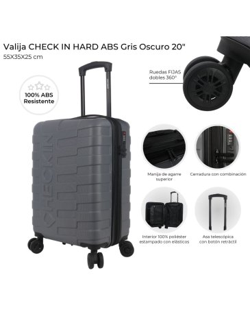 Valija  ABS 20 pulg 4 ruedas dobles  CHECK IN