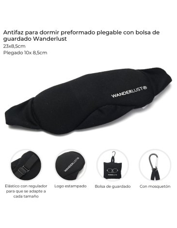 Antifaz para dormir preformado plegable WANDERLUST