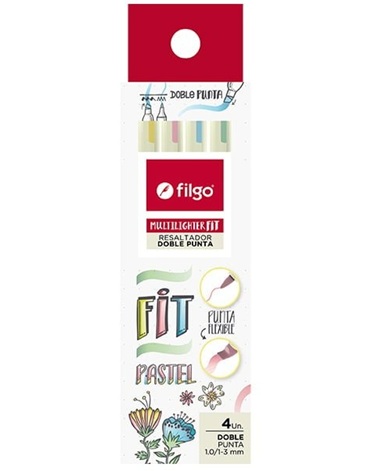 Resaltador creativo multilighter fit doble estuche x4 FILGO