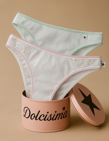Vedetina en LATA  algodon y lycra y puntilla Pack x2 T1/4 DOLCISIMA