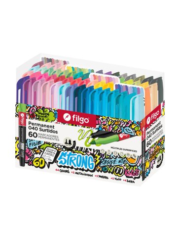 Marcador Permanente 040 Fino / Estuche 60 Surtido FILGO
