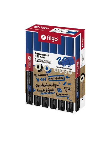 Marcador permanente 050 Bisel / Caja x 12 Azul FILGO