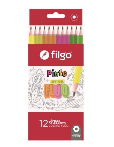 Venta por Mayor y Catalogo Lapiz grafito de resina Pinto HB / Caja x 12 Fluo FILGO