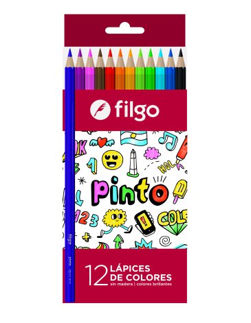 Lapices colores de resina Pinto / Estuche x 12 surtido FILGO