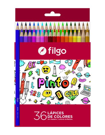 Venta por Mayor y Catalogo Lapices colores de resina Pinto / Estuche x 36 surtido FILGO