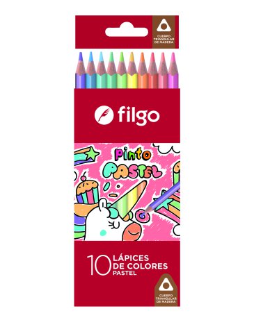 Venta por Mayor y Catalogo Lapices colores de madera Pinto / Estuche x 10 pastel FILGO