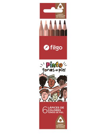 Lapices colores de madera Pinto / Estuche x 6 skin tones FILGO