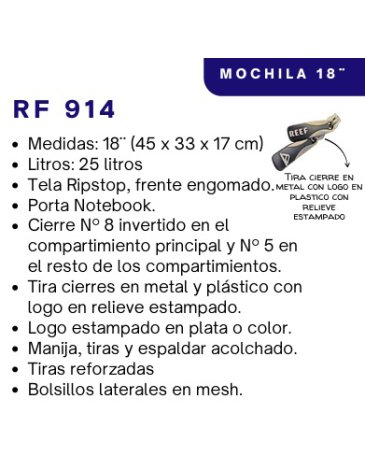 MOCHILA 18¨PORTA NOTEBOOK - REEF