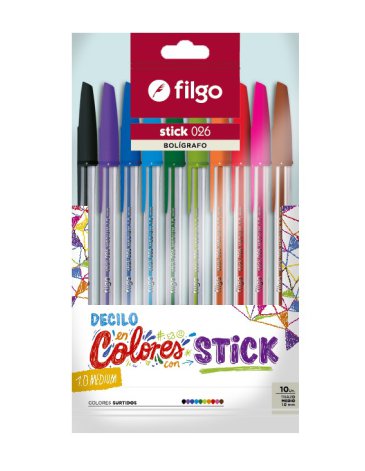 Boligrafo Stick 1.0 / Flow Pack x 10 surtido FILGO