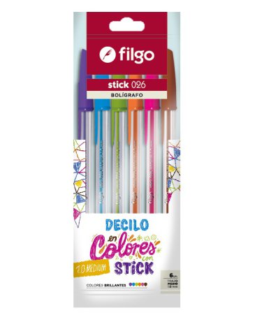 Boligrafo Stick 1.0 / Flow Pack x 6 Brillante FILGO