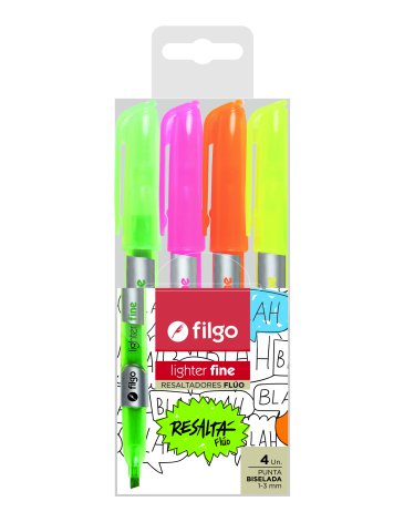 Resaltador Ligther Fine / Estuche x 4 Fluo FILGO